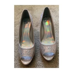 Champagne jeweled heels